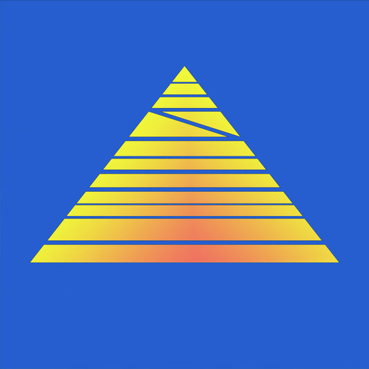 Yellow pyramid with a gradient effect on a blue background