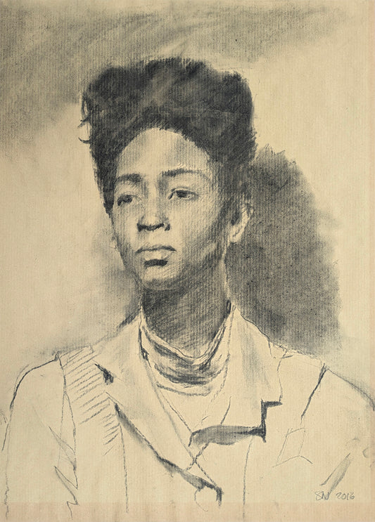 Charcoal drawing of a woman